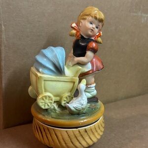Charming Figurine with Girl and Goose - Multicolor
